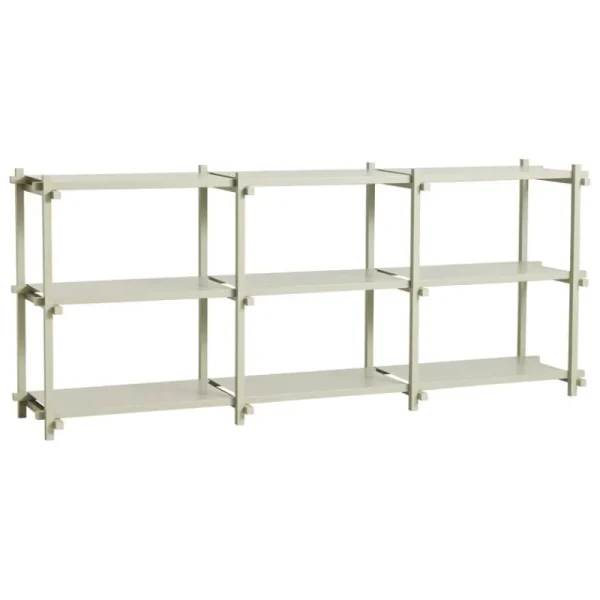 String Furniture Regale-HAY Woody 2.0 Regal, niedrig, rauchig graue Buche - rauchig grauer Stahl