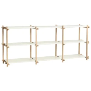 String Furniture Regale-HAY Woody 2.0 Regal, niedrig, geseiftete Eiche - Mandelweißstahl