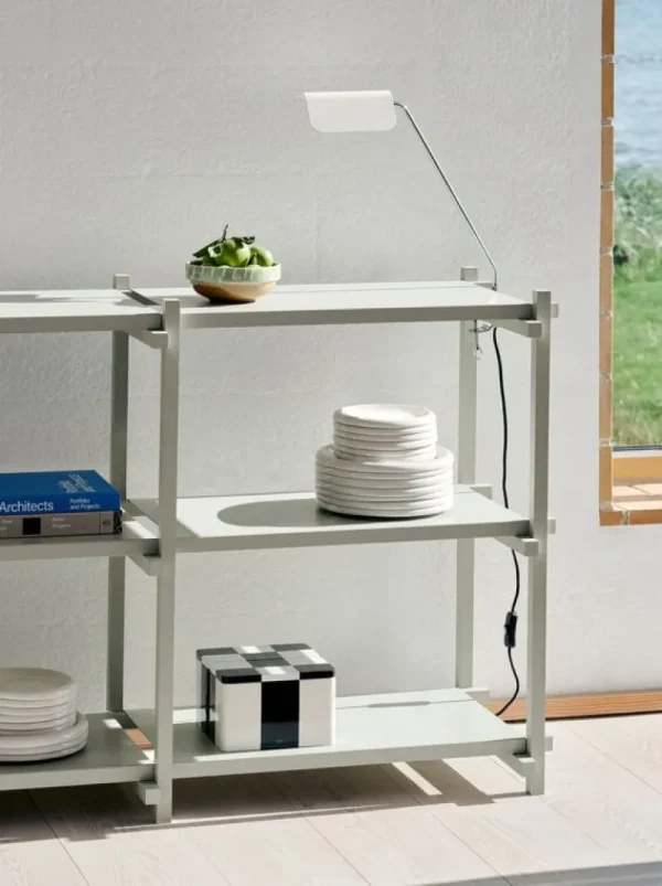 String Furniture Regale-HAY Woody 2.0 Regal, niedrig, rauchig graue Buche - klares Glas