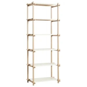 Muuto Regale-HAY Woody Column 2.0 Regal, hoch, geseift, Eiche - mandelweiß, Stahl