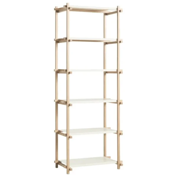 Muuto Regale-HAY Woody Column 2.0 Regal, hoch, geseift, Eiche - mandelweiß, Stahl