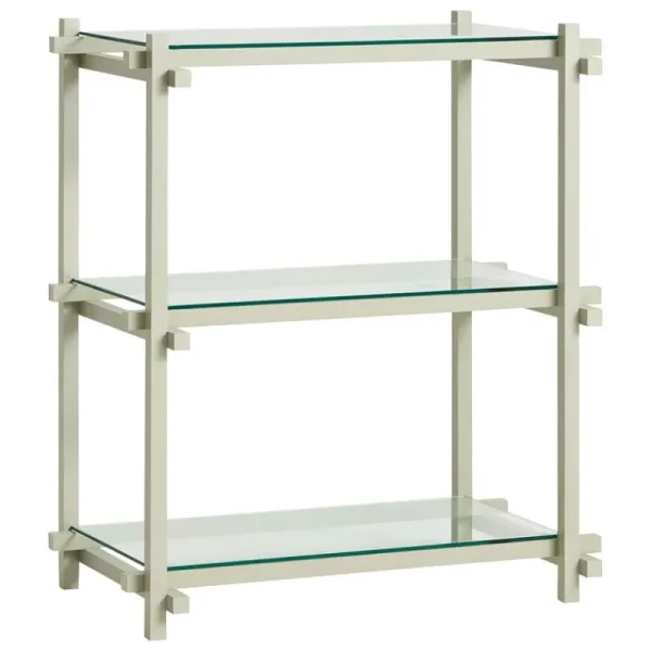 HAY Regale-Woody Column 2.0 Regal, niedrig, rauchig graue Buche - Klarglas