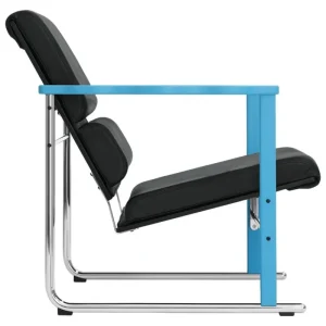New Works Sitzgelegenheiten-Hem Experiment Sessel 502, blau - schwarzes Leder