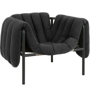 Fredericia Sitzgelegenheiten-Hem Puffy Loungesessel, Anthrazit – Stahl Schwarzgrau