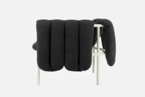 Normann Copenhagen Sitzgelegenheiten-Hem Puffy Loungesessel, Anthrazit – Stahl cremefarben