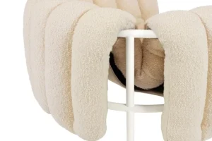 Hem Sitzgelegenheiten-Puffy Loungesessel, Bouclé Eierschale - Stahl cremeweiß