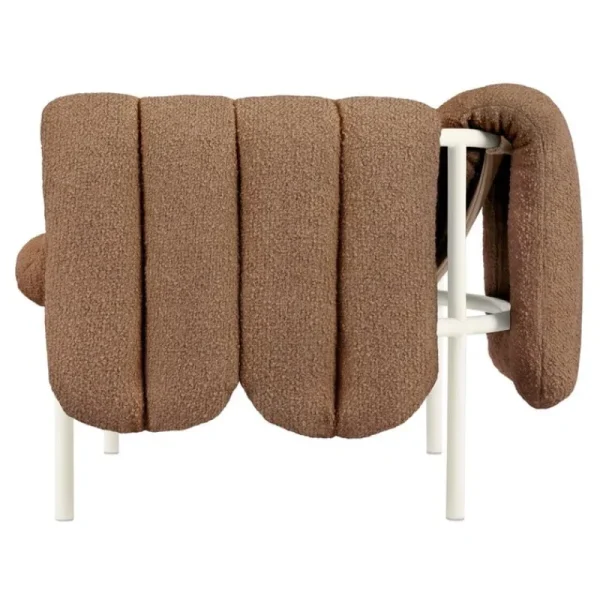 &Tradition Sitzgelegenheiten-Hem Puffy Loungesessel, Bouclé sawdust – Stahl cremeweiß