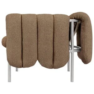 Montana Furniture Sitzgelegenheiten-Hem Puffy Loungesessel, Bouclé Sawdust – Edelstahl