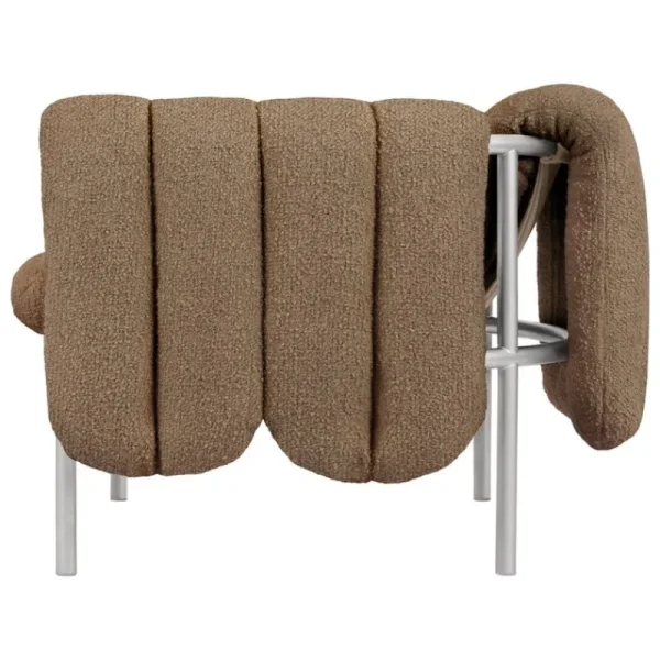 Montana Furniture Sitzgelegenheiten-Hem Puffy Loungesessel, Bouclé Sawdust – Edelstahl