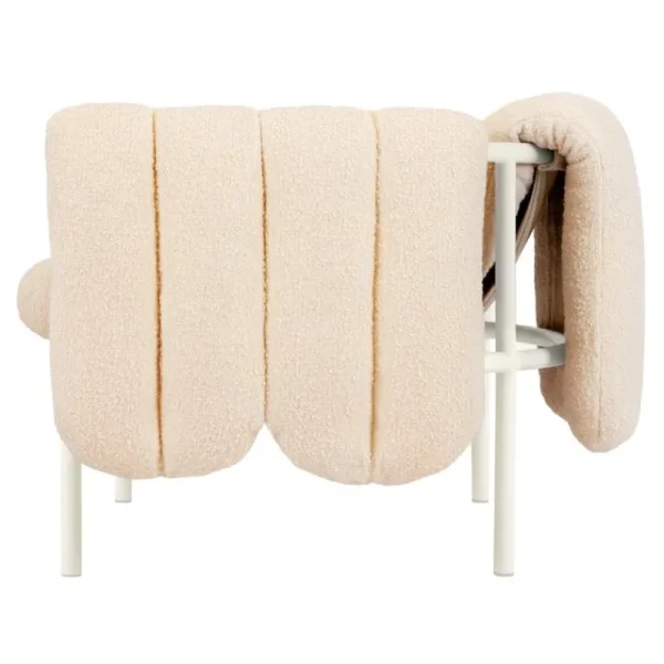 Hem Sitzgelegenheiten-Puffy Loungesessel, Bouclé Eierschale - Stahl cremeweiß