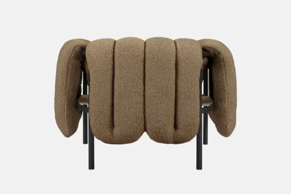 Hem Sitzgelegenheiten-Puffy Loungesessel, Bouclé Sawdust – Stahl Schwarzgrau