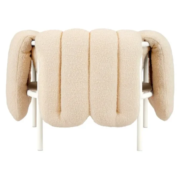 Hem Sitzgelegenheiten-Puffy Loungesessel, Bouclé Eierschale - Stahl cremeweiß