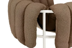 &Tradition Sitzgelegenheiten-Hem Puffy Loungesessel, Bouclé sawdust – Stahl cremeweiß