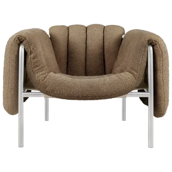 Montana Furniture Sitzgelegenheiten-Hem Puffy Loungesessel, Bouclé Sawdust – Edelstahl