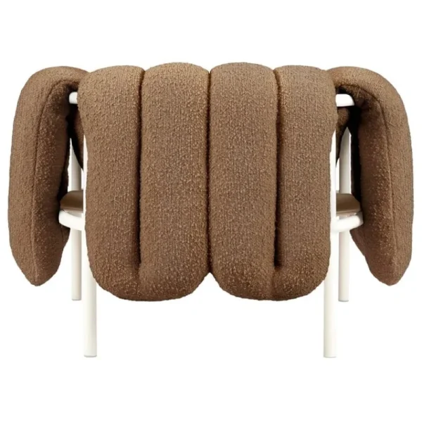 &Tradition Sitzgelegenheiten-Hem Puffy Loungesessel, Bouclé sawdust – Stahl cremeweiß