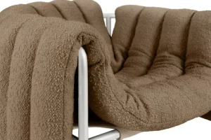 Montana Furniture Sitzgelegenheiten-Hem Puffy Loungesessel, Bouclé Sawdust – Edelstahl