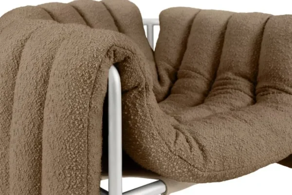 Montana Furniture Sitzgelegenheiten-Hem Puffy Loungesessel, Bouclé Sawdust – Edelstahl