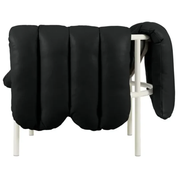 Hem Sitzgelegenheiten-Puffy Loungesessel, schwarzes Leder – Stahl cremefarben