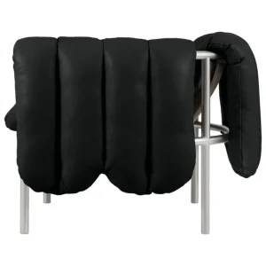 Hem Sitzgelegenheiten-Puffy Loungesessel, schwarzes Leder – Edelstahl