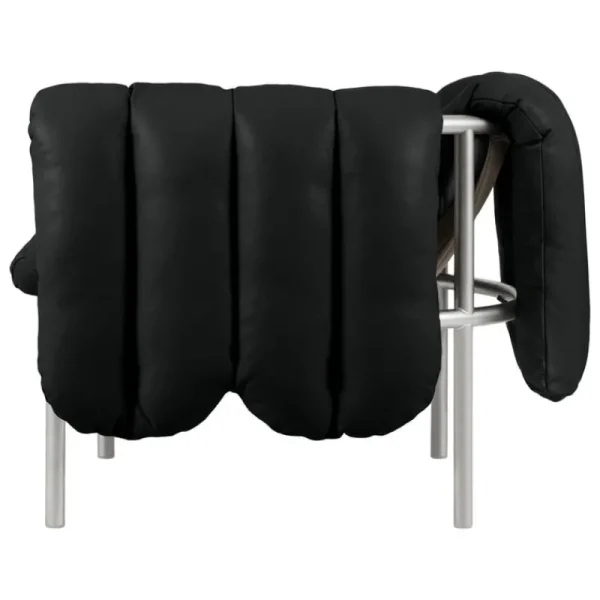 Hem Sitzgelegenheiten-Puffy Loungesessel, schwarzes Leder – Edelstahl