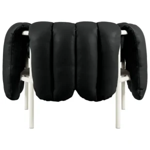 Hem Sitzgelegenheiten-Puffy Loungesessel, schwarzes Leder – Stahl cremefarben