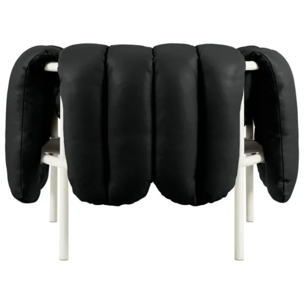 Hem Sitzgelegenheiten-Puffy Loungesessel, schwarzes Leder – Stahl cremefarben