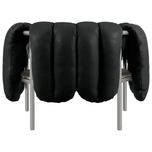 Hem Sitzgelegenheiten-Puffy Loungesessel, schwarzes Leder – Edelstahl