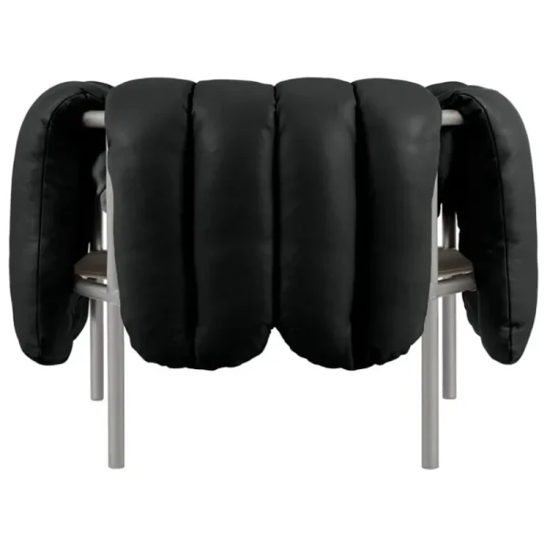 Hem Sitzgelegenheiten-Puffy Loungesessel, schwarzes Leder – Edelstahl