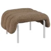 Fredericia Sitzgelegenheiten-Hem Puffy Polsterhocker, Bouclé Sawdust – Edelstahl