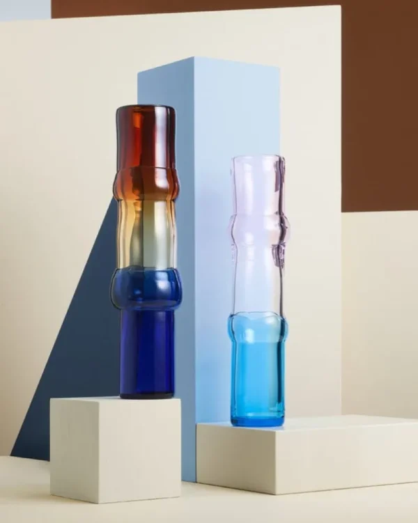 Iittala Glaskunst | Dekorationsgegenstände^Bamboo Vase, 90 x 450 mm, Rosa - Transparent - Himmelblau
