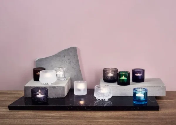 Aarikka Kerzen Und Kerzenhalter-Iittala Kivi Teelichthalter, matt satiniert