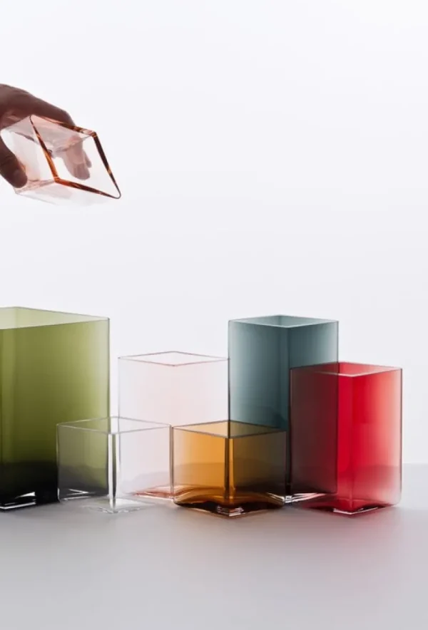Iittala Vasen-Ruutu Vase, 115 x 180 mm, grau