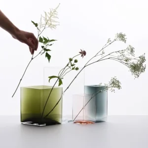 Iittala Vasen-Ruutu Vase, 115 x 180 mm, grau