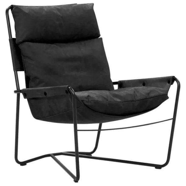 Hem Sitzgelegenheiten-Interface Bug Loungesessel, hoch, schwarzes Leder Dunes