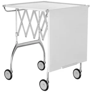 FDB Mu00f8bler Tische-Kartell Battista Servierwagen/Beistelltisch, klappbar, Weiß - Chrom