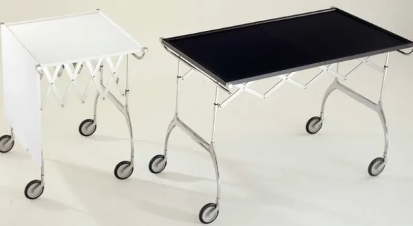 FDB Mu00f8bler Tische-Kartell Battista Servierwagen/Beistelltisch, klappbar, Weiß - Chrom