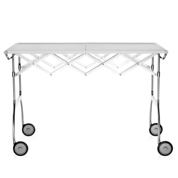FDB Mu00f8bler Tische-Kartell Battista Servierwagen/Beistelltisch, klappbar, Weiß - Chrom