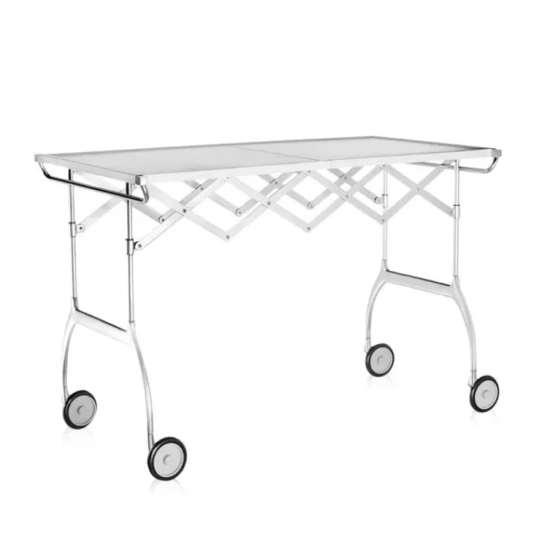 FDB Mu00f8bler Tische-Kartell Battista Servierwagen/Beistelltisch, klappbar, Weiß - Chrom