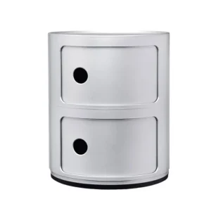 Pedestal Aufbewahrungsmöbel | Tische-Kartell Componibili Aufbewahrungseinheit, 2 Module, silberfarben