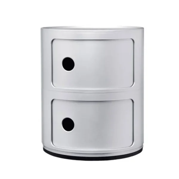 Pedestal Aufbewahrungsmöbel | Tische-Kartell Componibili Aufbewahrungseinheit, 2 Module, silberfarben