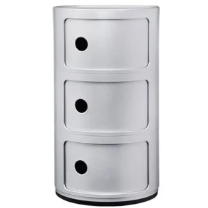 Pedestal Aufbewahrungsmöbel | Tische-Kartell Componibili Aufbewahrungseinheit, 3 Module, silberfarben