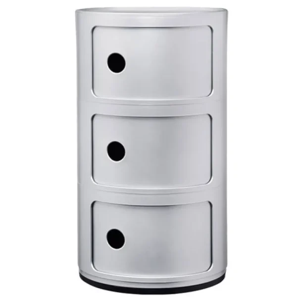 Pedestal Aufbewahrungsmöbel | Tische-Kartell Componibili Aufbewahrungseinheit, 3 Module, silberfarben