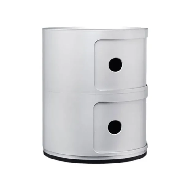 Pedestal Aufbewahrungsmöbel | Tische-Kartell Componibili Aufbewahrungseinheit, 2 Module, silberfarben