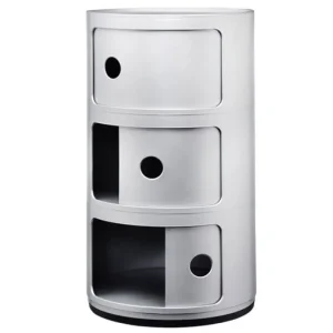 Pedestal Aufbewahrungsmöbel | Tische-Kartell Componibili Aufbewahrungseinheit, 3 Module, silberfarben