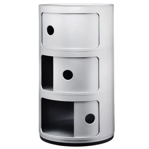 Pedestal Aufbewahrungsmöbel | Tische-Kartell Componibili Aufbewahrungseinheit, 3 Module, silberfarben