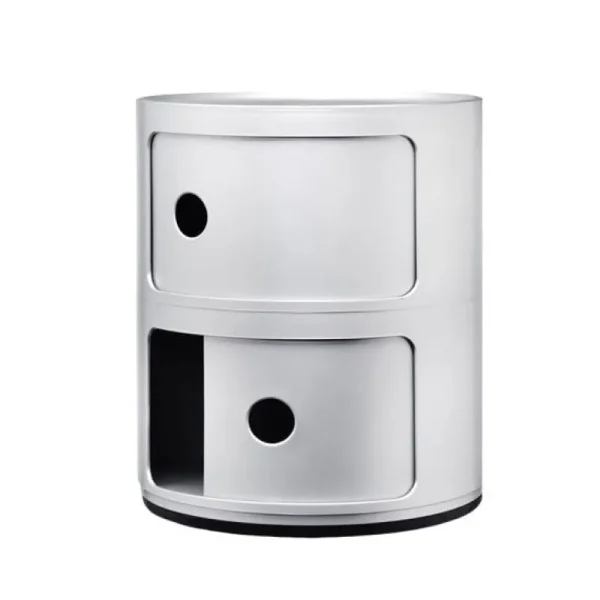 Pedestal Aufbewahrungsmöbel | Tische-Kartell Componibili Aufbewahrungseinheit, 2 Module, silberfarben