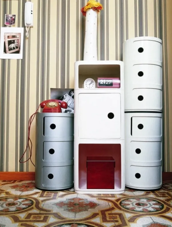 Pedestal Aufbewahrungsmöbel | Tische-Kartell Componibili Aufbewahrungseinheit, 3 Module, silberfarben