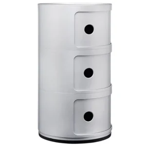 Pedestal Aufbewahrungsmöbel | Tische-Kartell Componibili Aufbewahrungseinheit, 3 Module, silberfarben