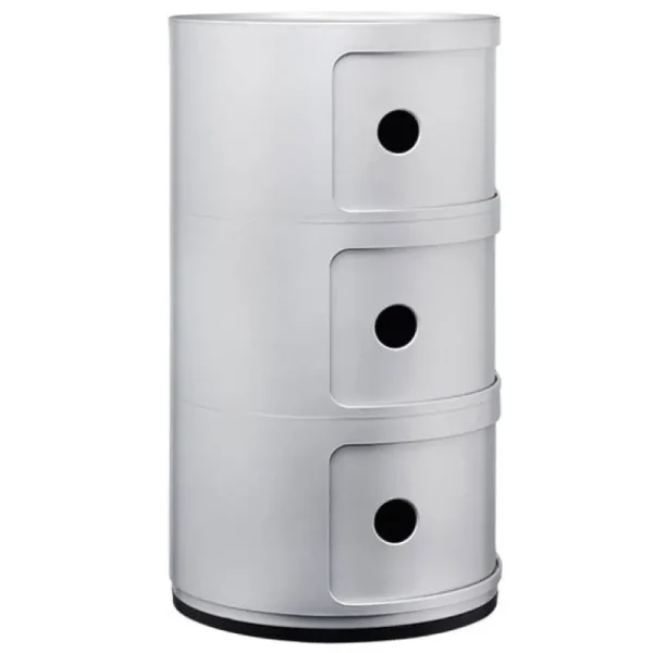 Pedestal Aufbewahrungsmöbel | Tische-Kartell Componibili Aufbewahrungseinheit, 3 Module, silberfarben