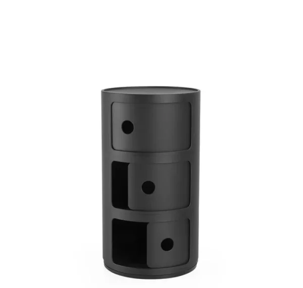 Kartell Aufbewahrungsmöbel | Tische-Componibili Recycled Aufbewahrungseinheit, 3 Module, Mattschwarz